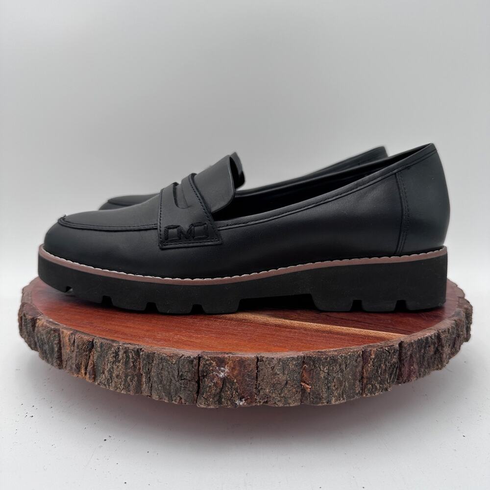 Vionic Cheryl ll Leather Loafer Black Size 7.5 Wide Comfort Arch EUC MSRP 150